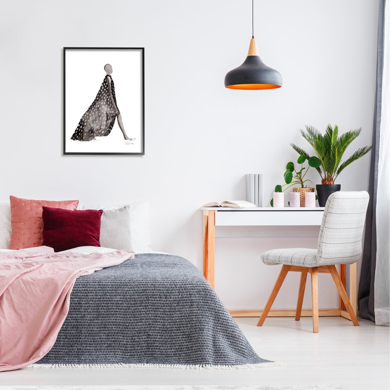 «Fashion Silhouette Girl» par Simone Elum, H 30 po x l 24 po x P 1,5 po, Giclée encadrée noir minuit