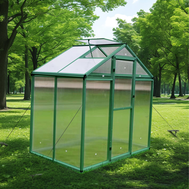 Serre en polycarbonate de 6 pi x 4 pi - Fabrication en aluminium résistante au vent et aux intempéries avec espace de drainage spacieux