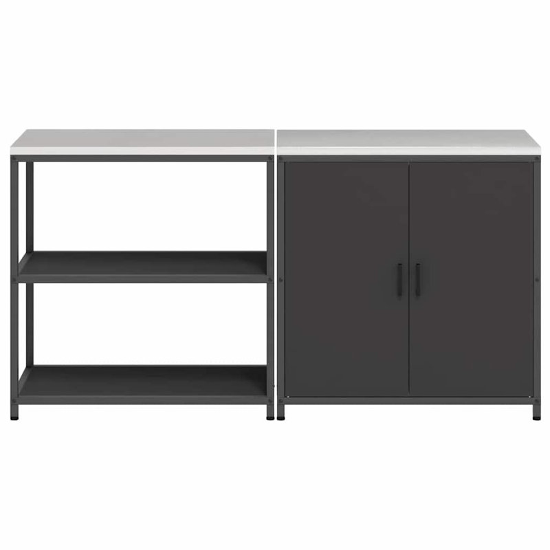 Vidaxl Kitchen Storage Set With Shelf 2 Pcs White 180 X 50 X 92 Cm, Black