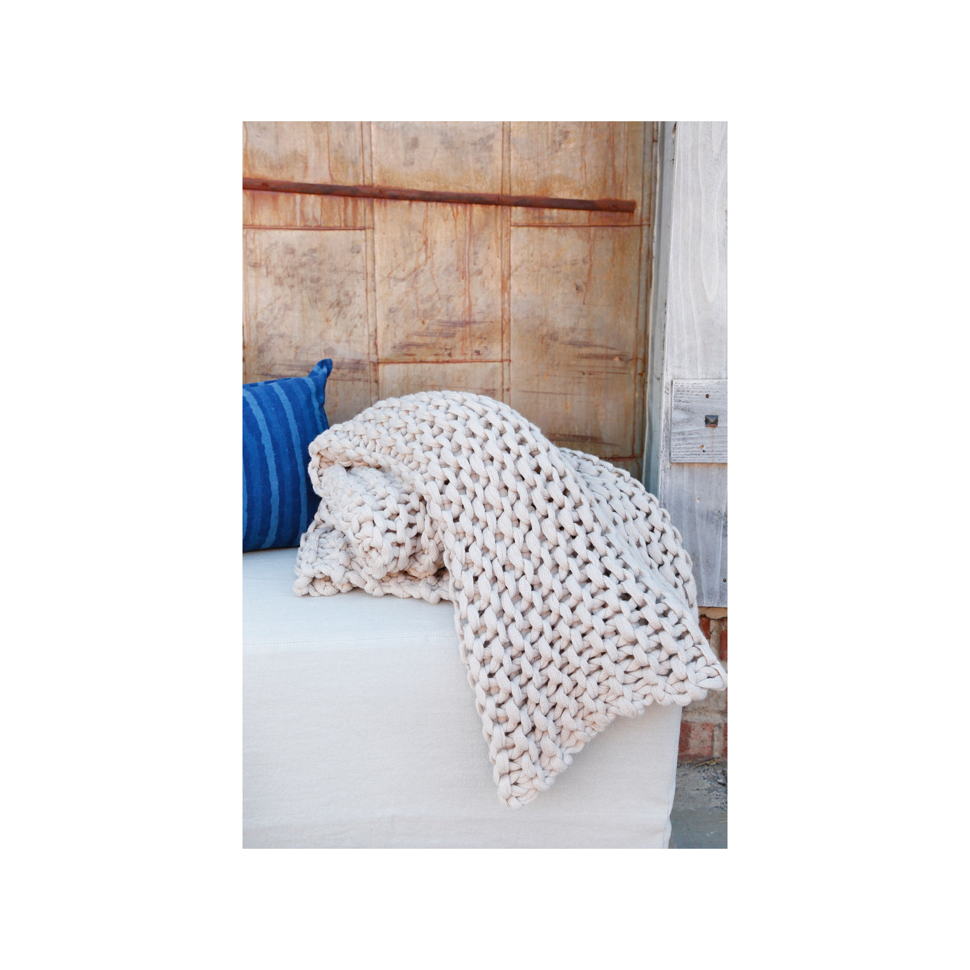 Finn Chunky Knit Throw Blanket, Taupe
