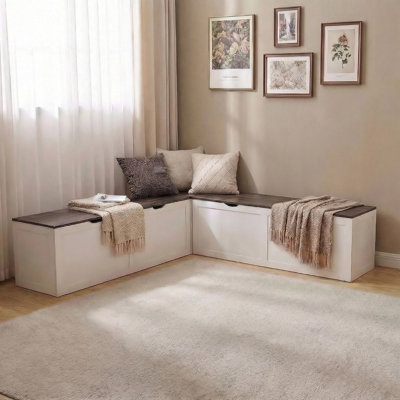 L-shaped Corner Breakfast Nook Bench With Storage, For Dining Room, Kitchen Corner, Entryway