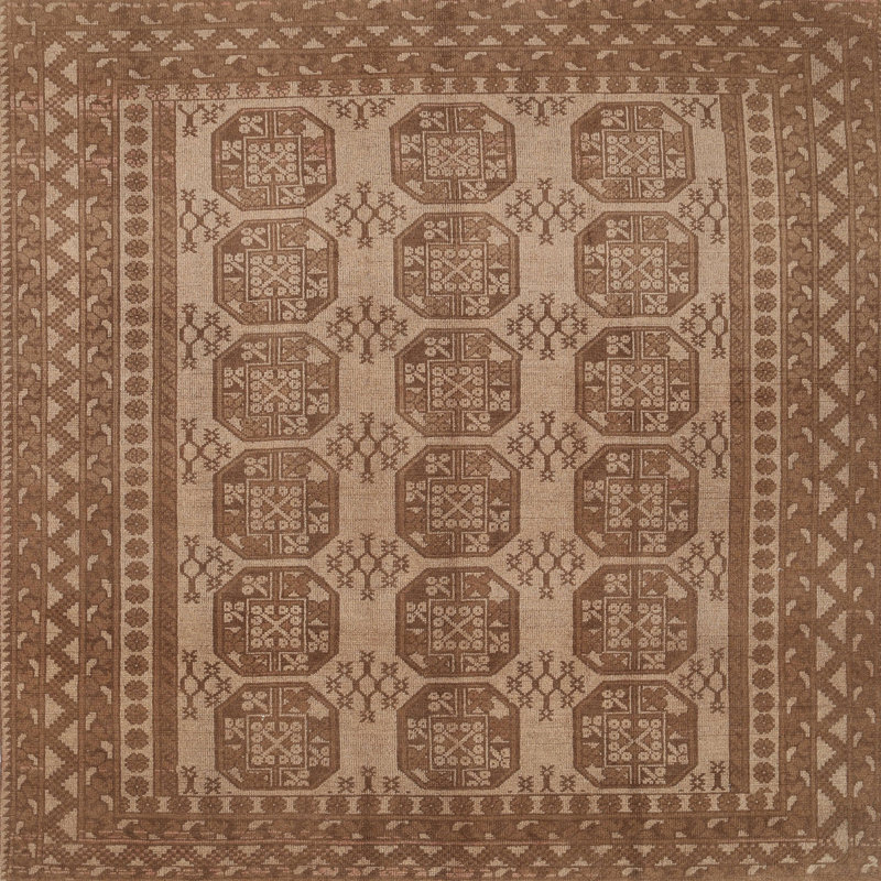 Tapis gris/brun traditionnel Eamonn, Rond 7 pi
