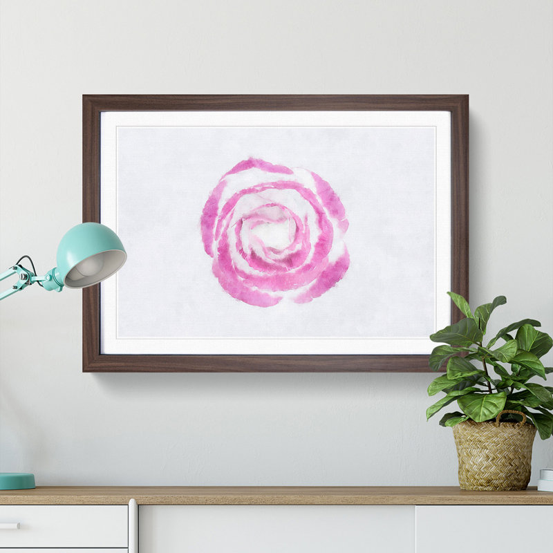 Pink Lisianthus Flower - Single Picture Frame Print on MDF, 24cm H x 33cm W x 2cm D, Walnut