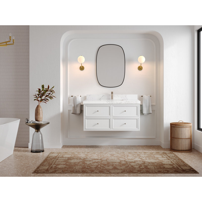 Ensemble de meuble-lavabo simple 42 po avec plateau en quartz Corrinda