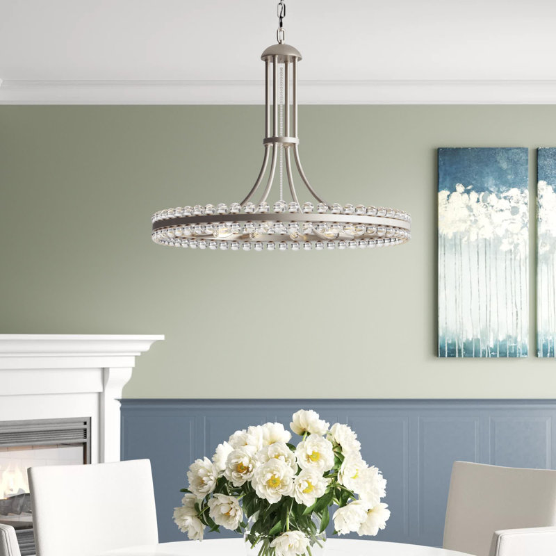 Kristine 12 - Light Dimmable Wagon Wheel Chandelier, Aged Brass, 22.5"