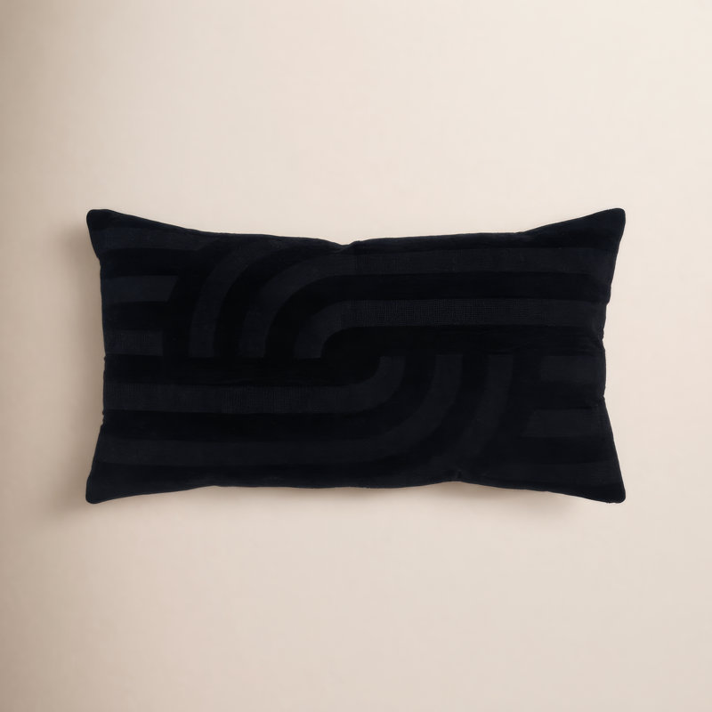 Finbar 100% Cotton Lumbar Rectangular Pillow Cover & Insert, Black