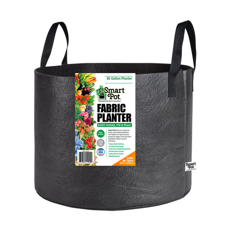 Jardinière en tissu Smart Pot®, Noir, 13,5 x 18 x 18