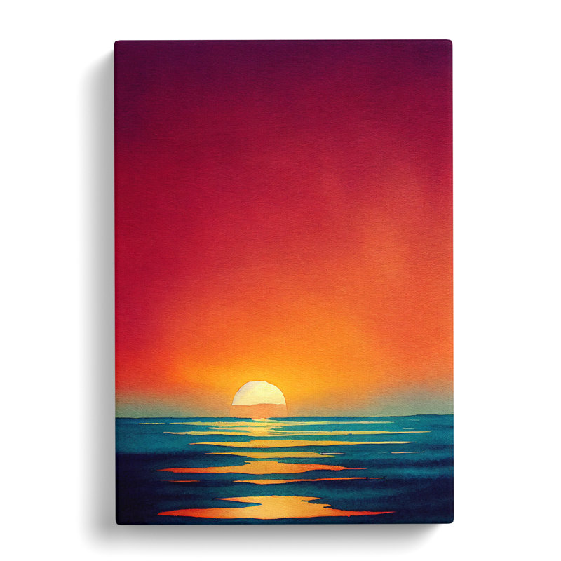 XC1022-624X An Ocean Sunset Watercolour No.4 - Wrapped Canvas Painting, 60cm H x 40cm W x 3cm D