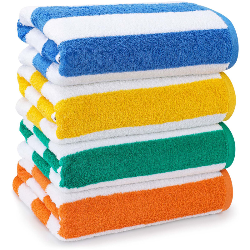 100% Cotton Beach Towel, Blue/White/Green/Yellow/Orange