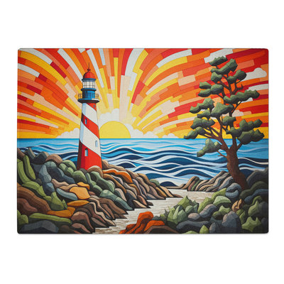 Lighthouse Op Art  Glass Chopping Board