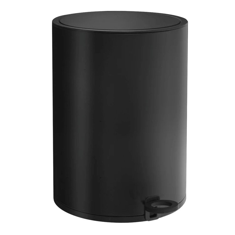 Poubelle de salle de bain 1,5 gallon avec couvercle à fermeture douce et doublure intérieure en plastique - noir , Noir