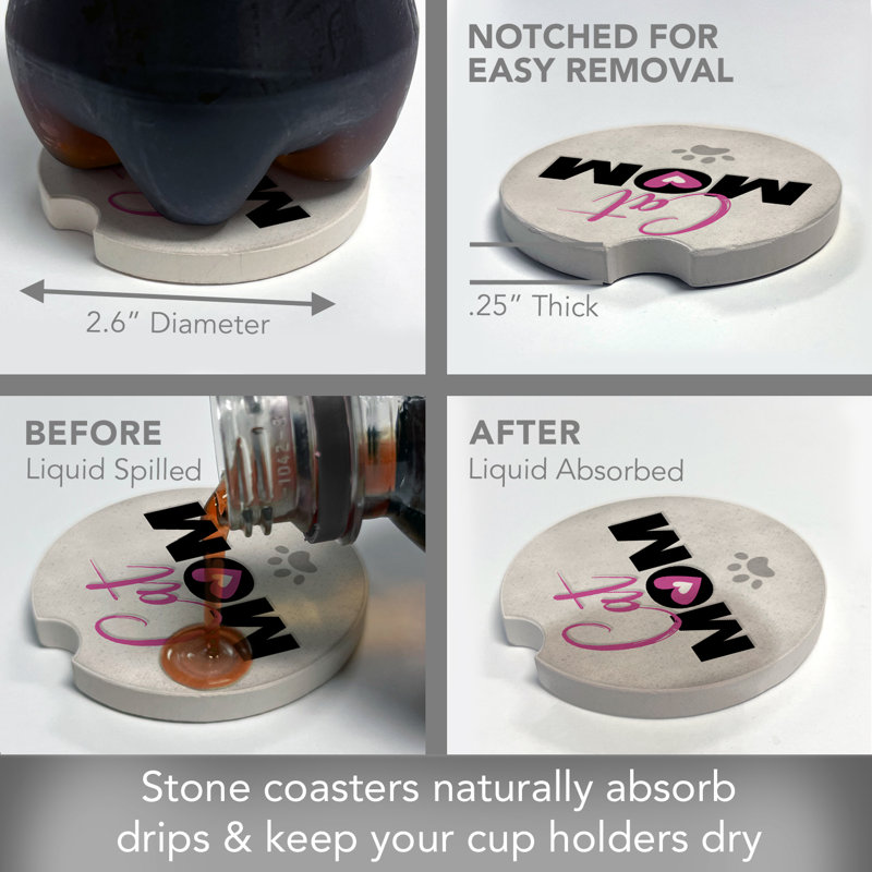 Sous-verre simple pour voiture Cat Mom, Chat