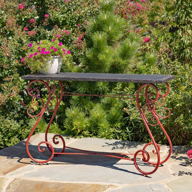 48x16.2in. Gabriel Rectangular Iron Table, Black/Red