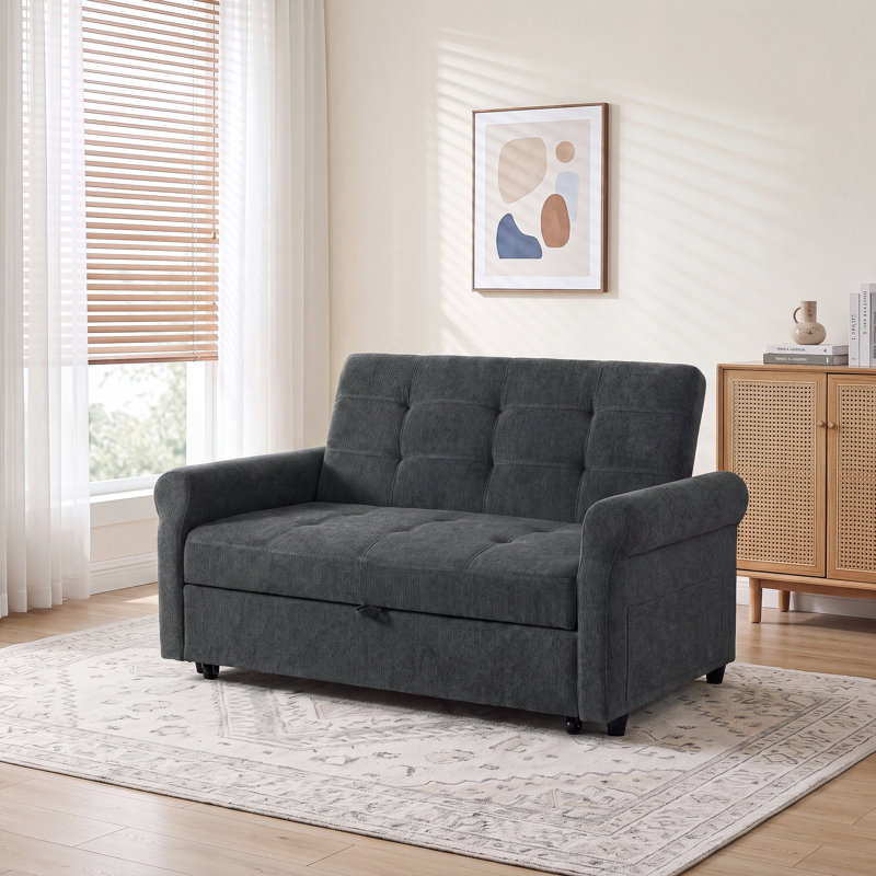 Convertible Pull Out Sofa Bed, 2 Seater Sleeper Loveseat, for Small Apartment
