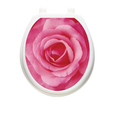 Floral Pink Rose Toilet Seat Decal – Toilet Tattoos Modern Static Cling Vinyl Lid Cover Fits Round & Elongated Seats