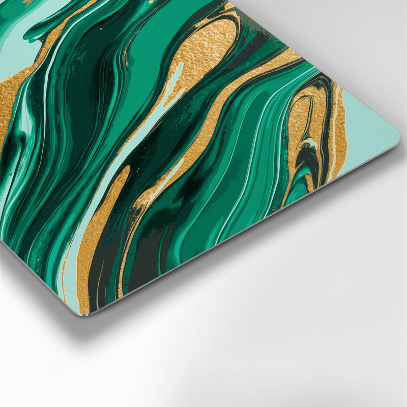 Abstrait art fluide 72, art mural en métal vert, H 20 po x l 24 po