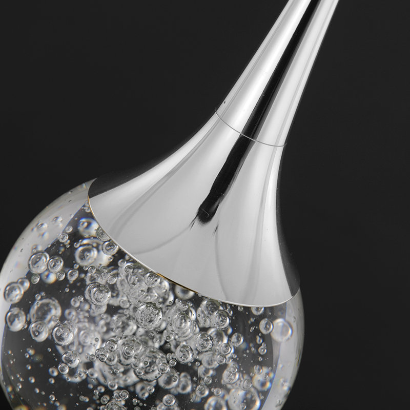 Lustre suspendu à 6 lumières en cristal argenté, à intensité variable et hauteur réglable, avec LED.
