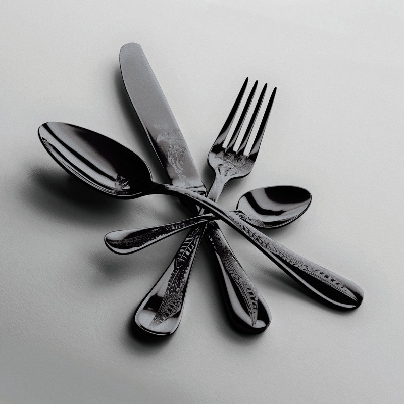 Caccia  24-Piece Cutlery Set, Black Gold