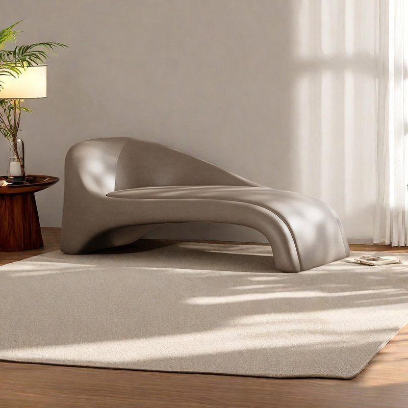 Méridienne en similicuir de luxe, Orienté à gauche (vu de face), Beige