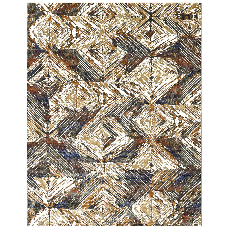 Tapis moderne abstrait en laine 8 pi 10 po x 11 pi 10 po