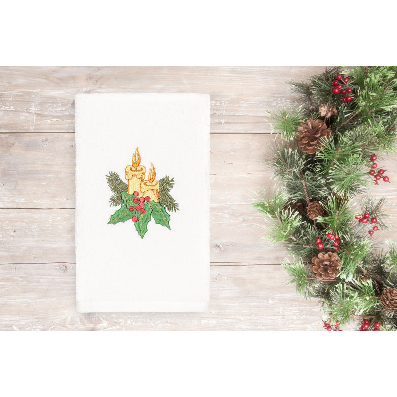 Christmas Midweight Hand Towel, White