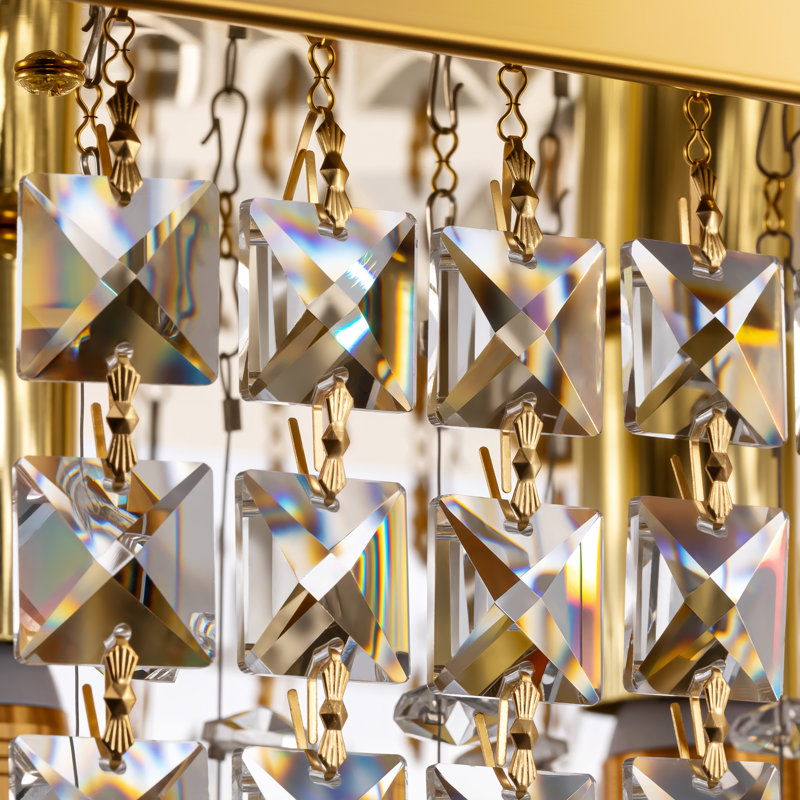 Lustre de salon moderne en cristal Frieson, H 11,8 po x l 47,2 po x P 9,8 po
