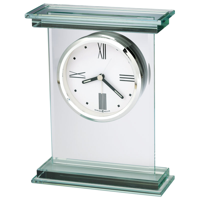 Hightower Modern & Contemporary Roman Numeral Crystal Quartz Movement / Crystal Tabletop Clock with Alarm in Clear