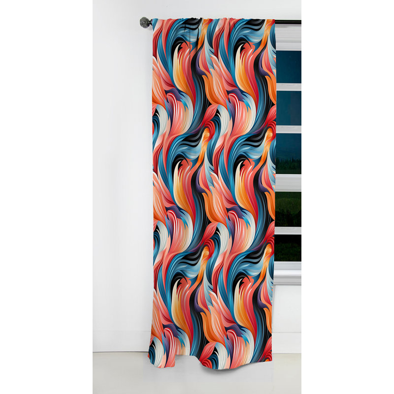 Trendy Wave Patterns 1970S - Rideau abstrait - Rideau géométrique occultant - 1 panneau, L 52 po x L 120 po