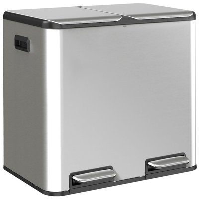 Stainless Steel, Plastic Multi-Compartment Rubbish & Recycling Bin
