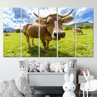 Toile imprimée: animaux de ferme vibrants dans l'art du verre moderne, toile tendue 5P