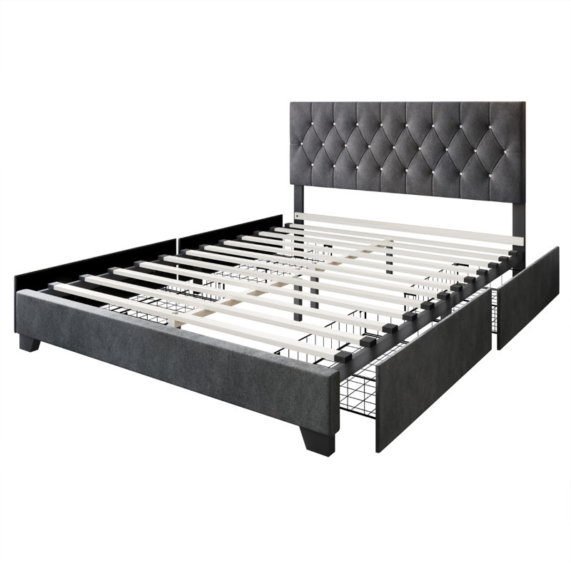 Svend Upholstered Platform Storage Bed, Blue, Queen