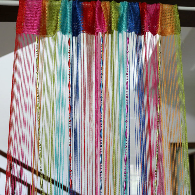 Dharshini Semi Sheer Door Curtain, Red/Blue/Green