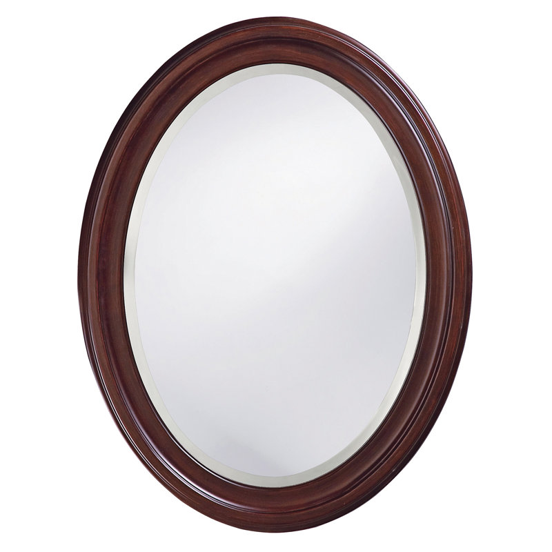 Cardale Solid Wood Oval Mirror, Chocolate Brown Lacquer
