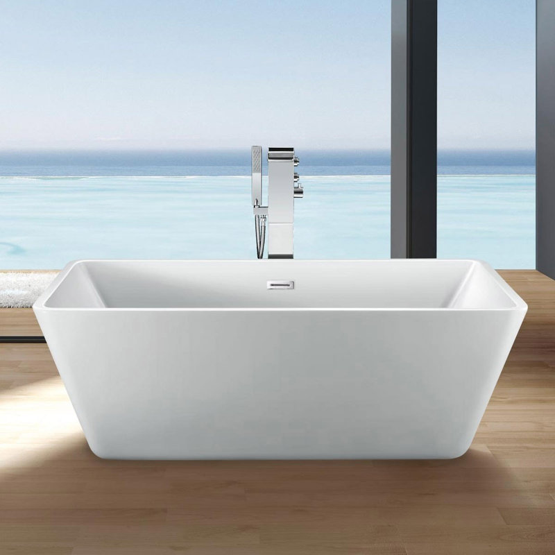 Baignoire de trempage autoportante 64 po. x 29 po. Ella, Chrome
