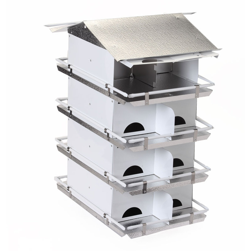 26" White and Silver Aluminum 4-Floor Purple Martin Bird House