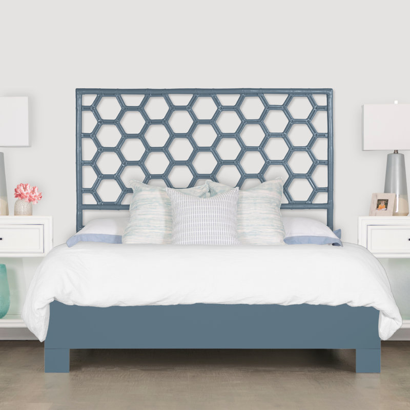 Honeycomb Wicker/Rattan Open-Frame Headboard, Sunflower Yellow, Twin