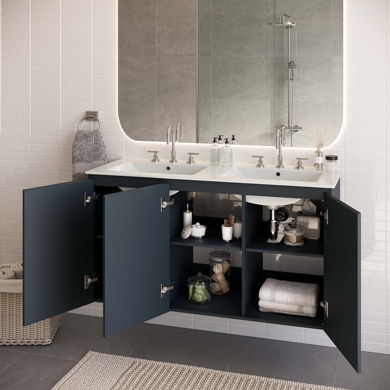 Bryn 48" Gray and White Wall-Mount Double Sink Vanity