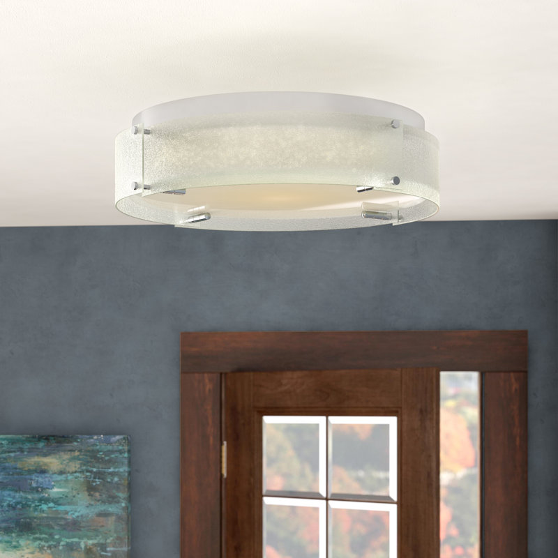 Aires Glass LED Flush Mount, 6" H x 17" W x 17" D