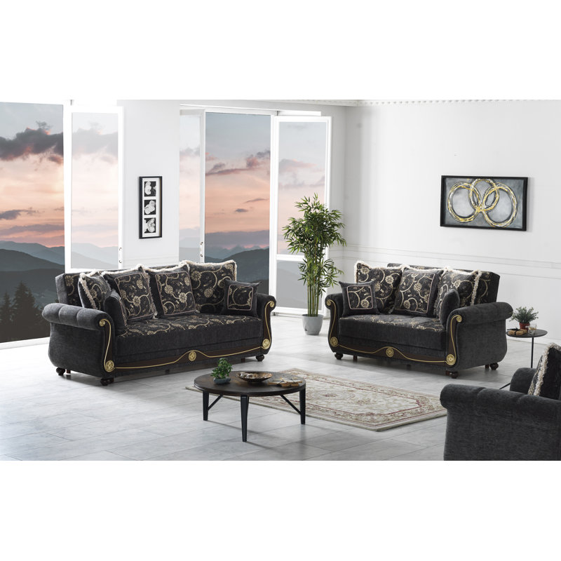 Gray Twin Fabric Sofa Bed with Hidden Storage
