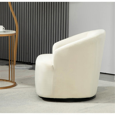 Fauteuil d'appoint pivotant 366 degrés, fauteuil incurvé rembourré en velours, fauteuil de loisirs contemporain entièrement assemblé pour le bureau de la chambre à coucher du salon