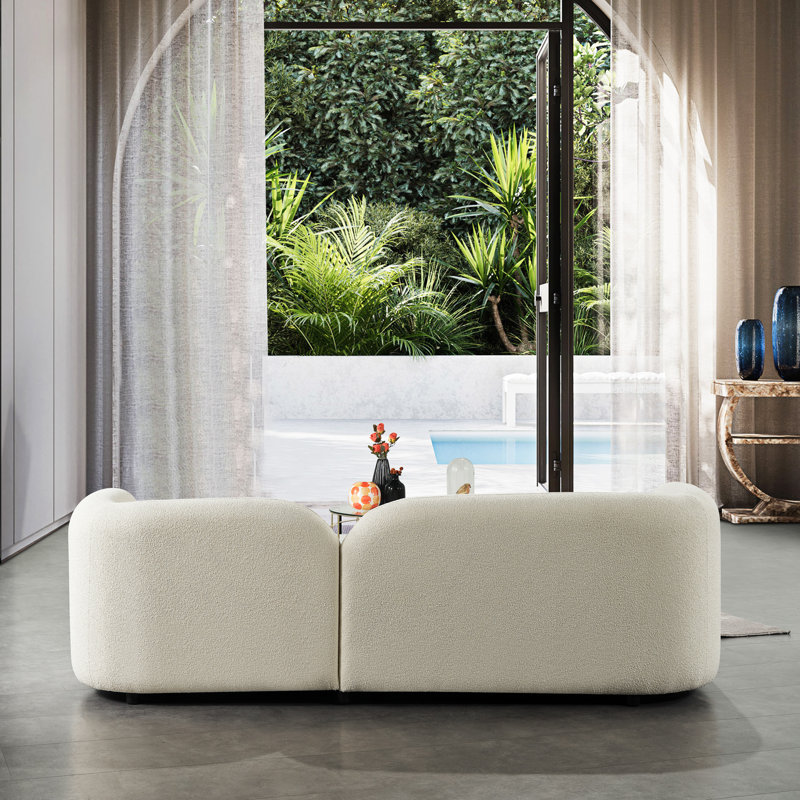 Katrien Upholstered 93'' Sofa, Ivory Boucle