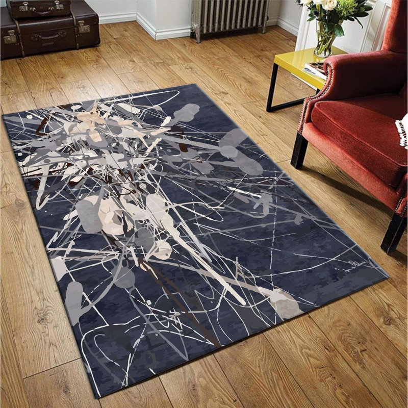 Tapis abstrait en jute tissé à la machine en gris / beige / gris anthracite, Tapis de couloir 2 pi 7 po x 9 pi 10 po