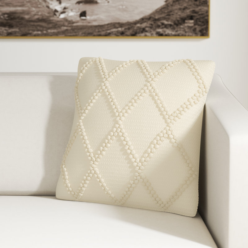 Coussin décoratif carré en coton et polyester avec insert Ascano , Ivoire ivoire