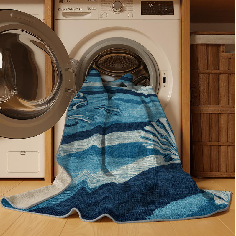 Tapis bleu marine lavable, Tapis de couloir 2 pi x 5 pi