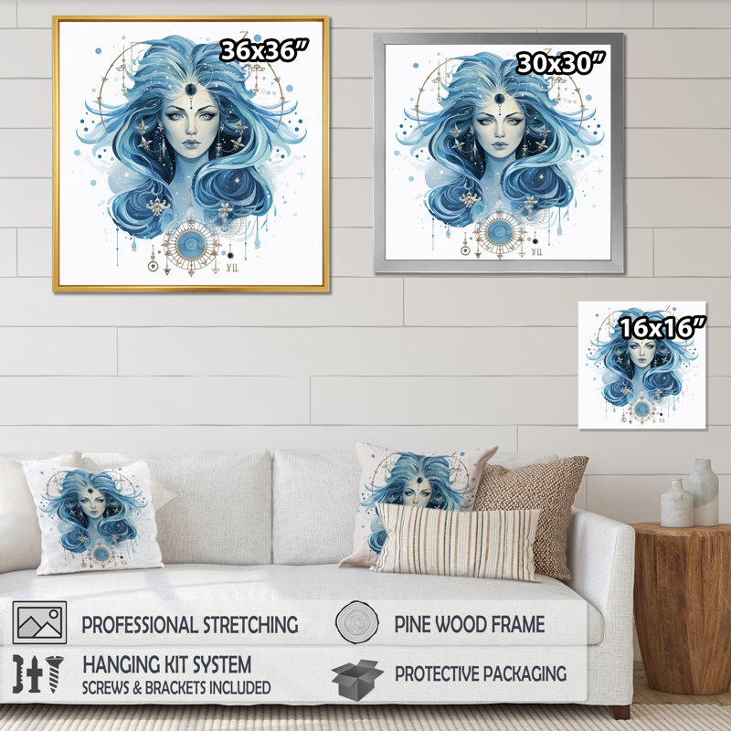 Astrologique Insight I sur impression sur toile, H 30 po x l 30 po x P 1 po, Cadre flottant doré