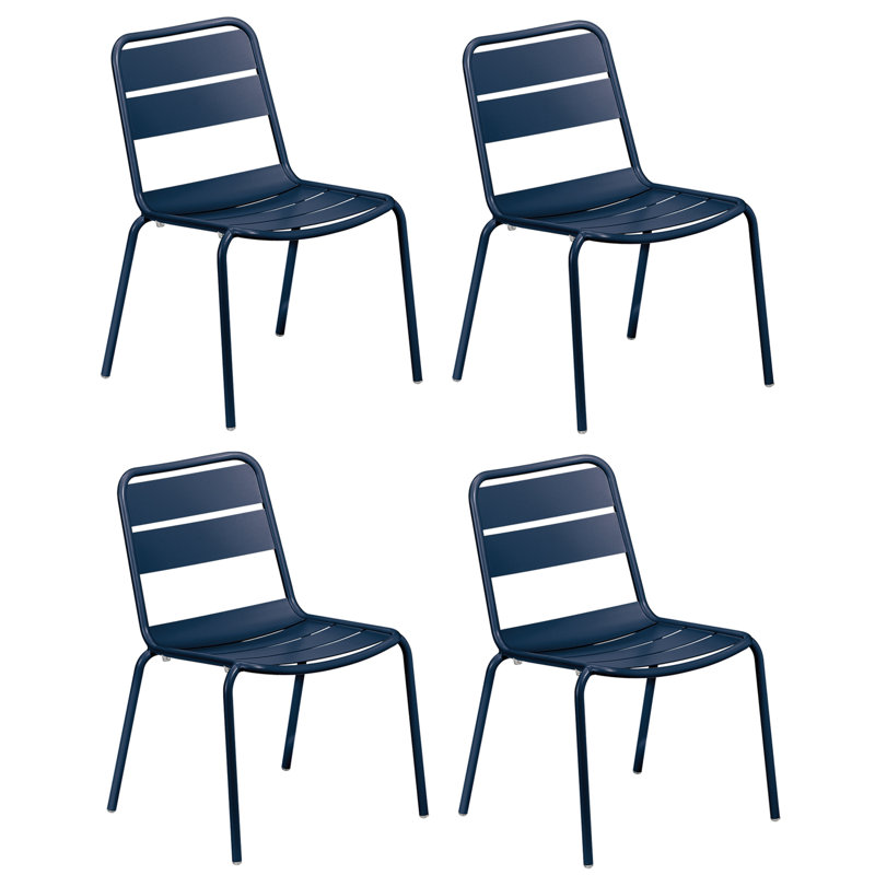 Kapri Stacking Patio Dining Side Chair, Prussian