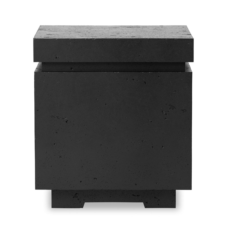 Posen 21.5" H x 20" W Concrete Propane Outdoor Fire Pit Table, Textured Ebony
