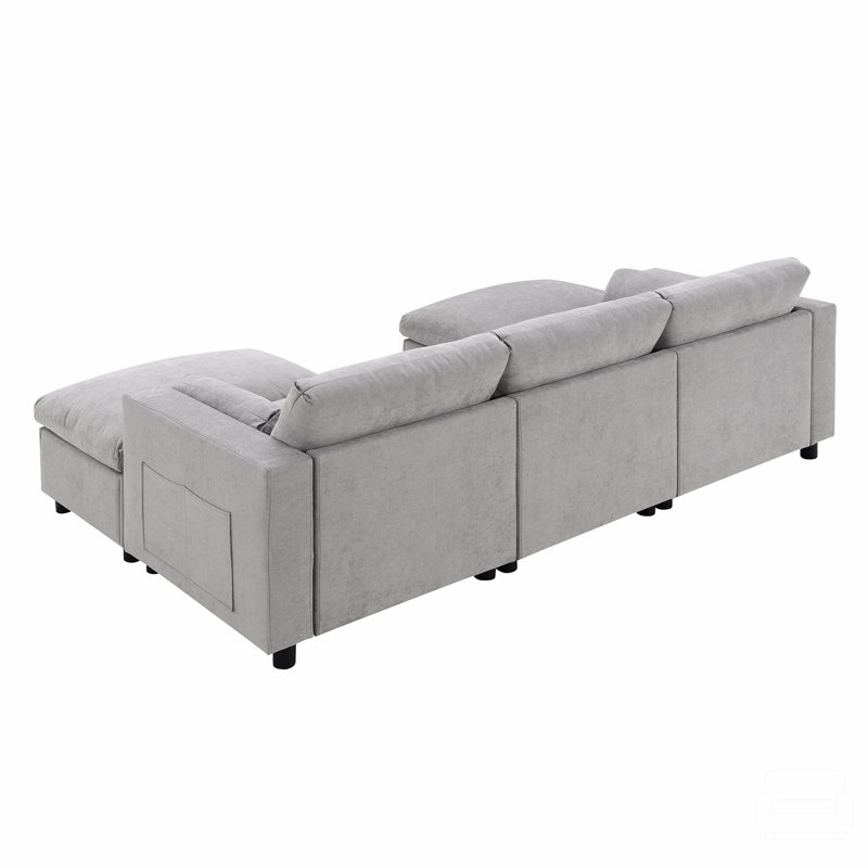 Canapé modulaire 86,5 po Chenille, Chenille gris moyen