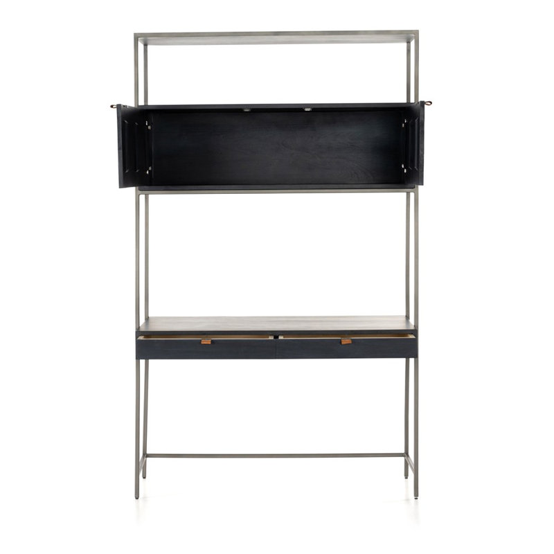 Trey Solid Wood Writing Desk, Black Wash Poplar