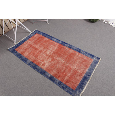 Handwoven Old Turkish Rug with Bohemian Chic Aesthetics and Distressed Look in Vibrant Red